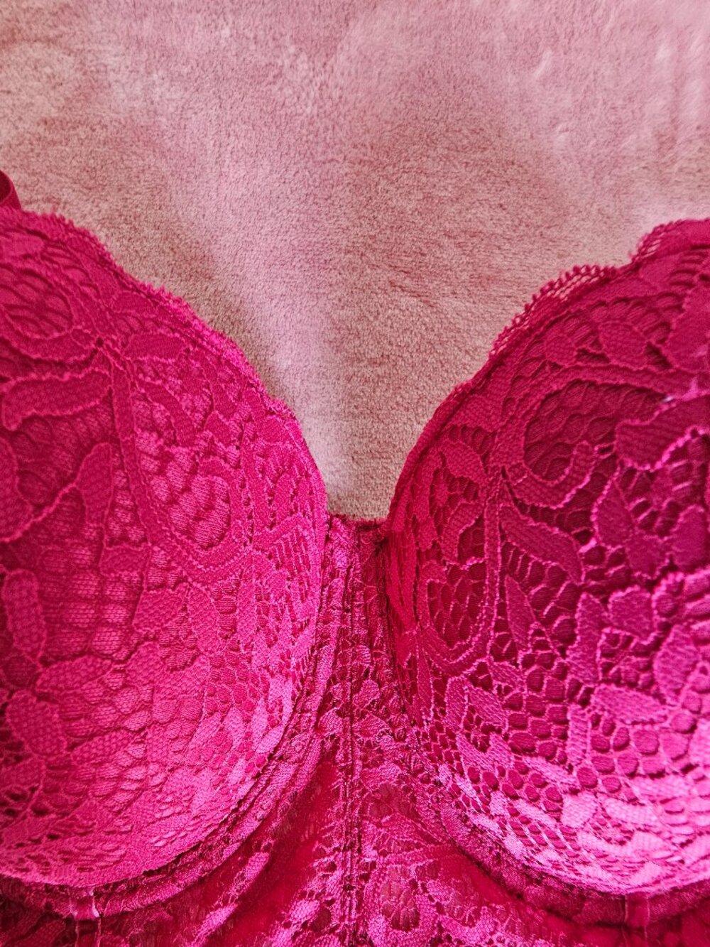 34DD bebe Fuchsia Lace Longline Bra - Picture 11 of 16